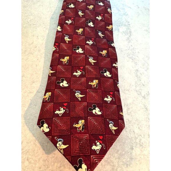 Vintage Mickey & Co. Disney Character Tie – 100% Silk – Mickey, Donald, Goofy & - Picture 1 of 7